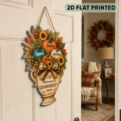 Personalized Wooden Sign, Welcome to Grandparents' House Fall Decor, Creative Gift for Grandma & Grandpa