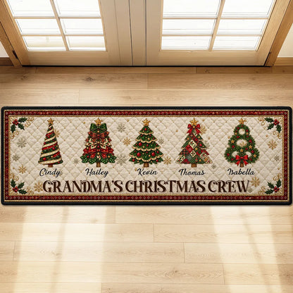 Standard Doormat with Grandma's Christmas Crew Trees, Personalized Creative Gift for a Warm Family Welcome