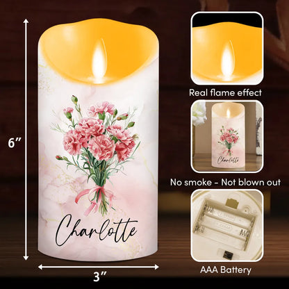 Personalized You Are Loved Flameless LED Candle, Warm Floral Keepsake and Creative Gift for Granddaughter from Grandma