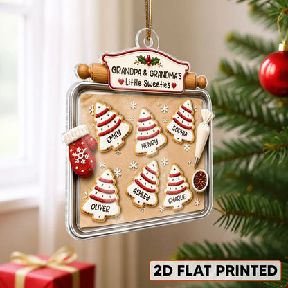 Personalized Acrylic Ornament, Red & Green Christmas Tree Cookies, Heartwarming Creative Gift for Grandparents
