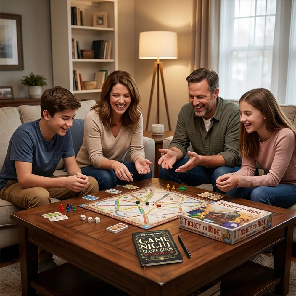 Leather Journal, Personalized Family Game Night Log for Shared Memories, Creative Gift for Game Lovers