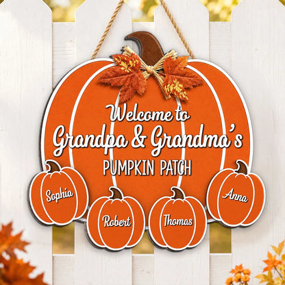Personalized Wooden Sign, Welcome to Grandma & Grandpa's Pumpkin Patch, Creative Family Gift