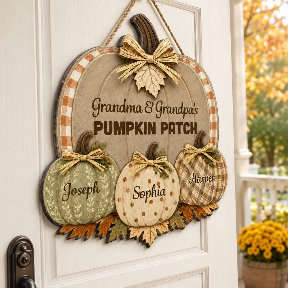 Personalized Wooden Sign, Grandma & Grandpa's Pumpkin Patch, Rustic Fall Door Decor, Unique Gift for Grandparents