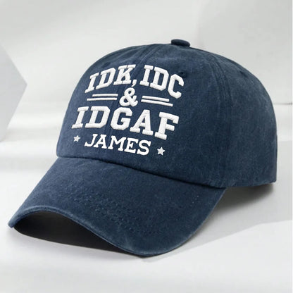 Personalized Brushed Cotton Baseball Cap, Vintage Charcoal Attitude Text, Unique Gift for a Friend