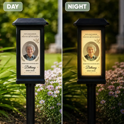 Personalized Solar Garden Stake Light with Photo & Dove, Unique Sympathy Gift for a Garden Memorial