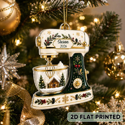 Personalized Acrylic Ornament, Vintage Christmas Baking Mixer, Creative Gift for Bakers and Home Cooks
