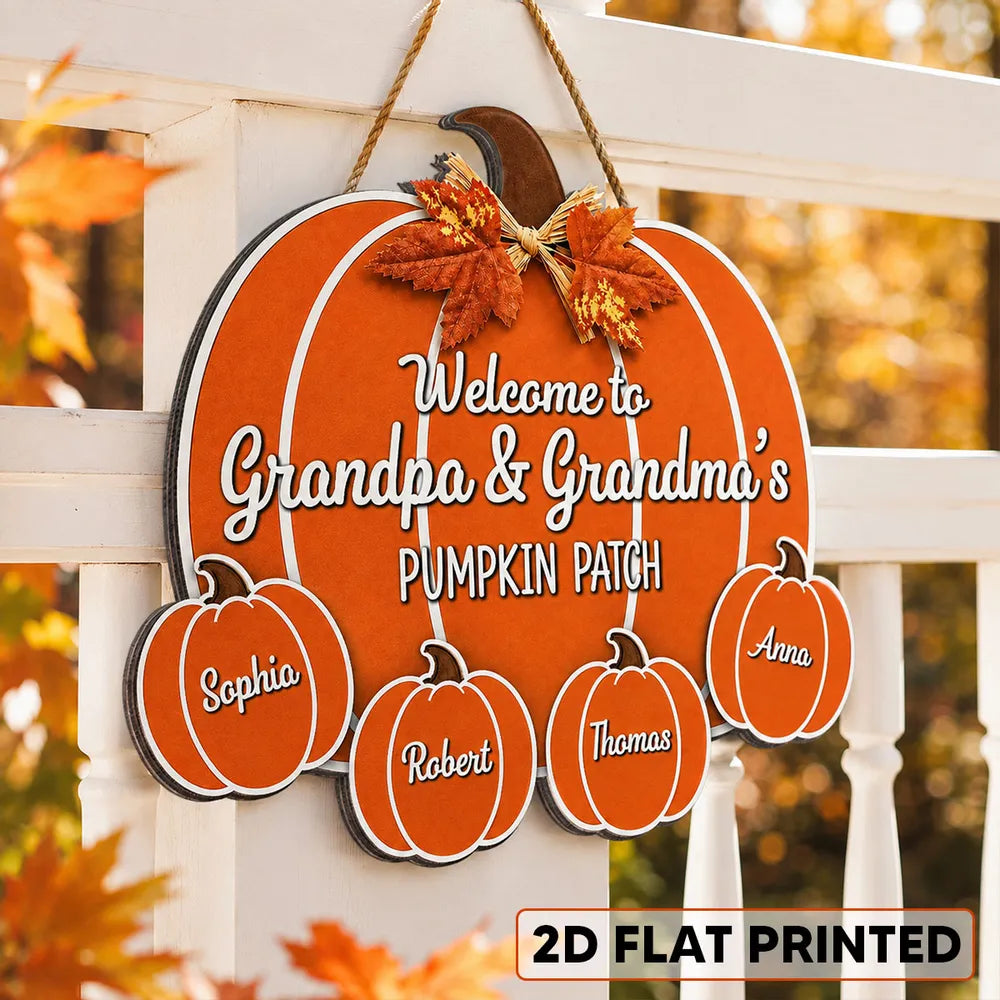 Personalized Wooden Sign, Welcome to Grandma & Grandpa's Pumpkin Patch, Creative Family Gift