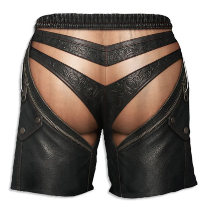 Personalized Men's Beach Shorts, Black Checkered Design for Drinks at a Sunny Beach Bar, Unique Gift for Him
