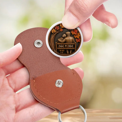Personalized Pocket Hug with Autumn Couple on a Bench, Unique Keepsake Gift for Husband