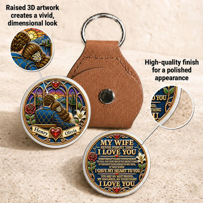 Pocket Hug with I Love You Message, Embracing Couple by a Sunset Lake, Personalized Creative Gift for Wife