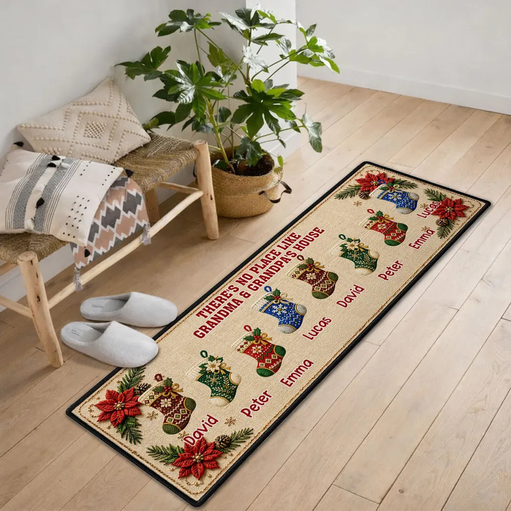 Grandma's Christmas Crew Standard Doormat, Personalized Family Welcome, Unique Christmas Gift for Grandma