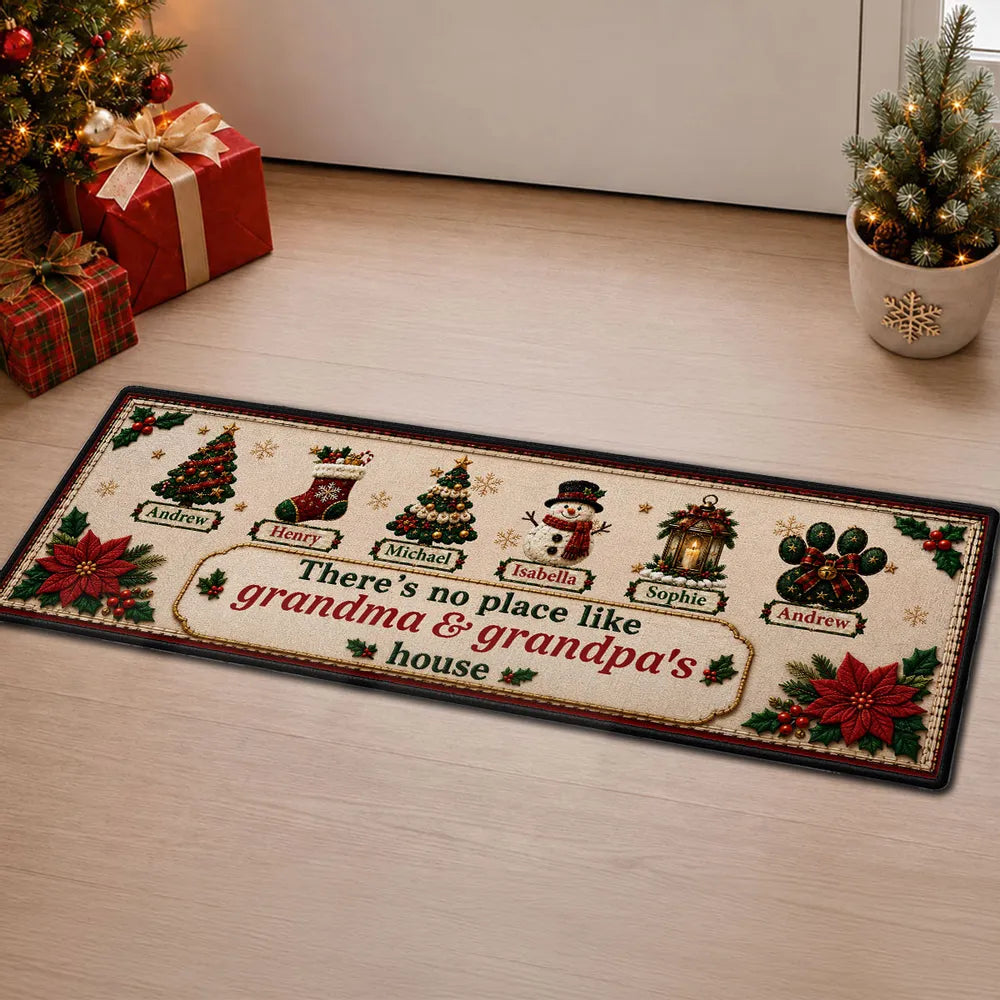 Personalized Standard Doormat, There's No Place Like Grandma & Grandpa's House, Creative Gift for Grandparents