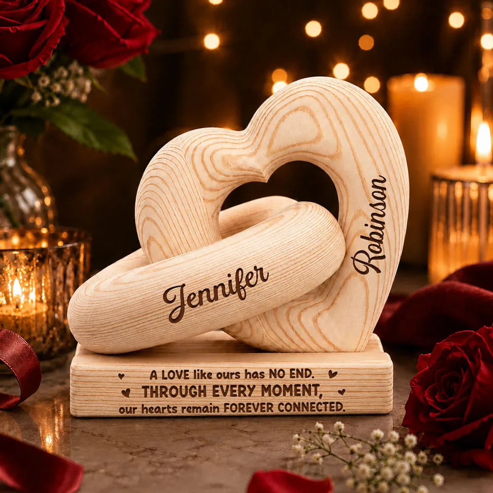 Personalized Heart Sculpture With Base, Intertwined Hearts, Unique Gift for Couples