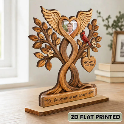 Forever in My Heart Personalized 2-Layer Wooden Plaque, Creative Remembrance Gift for Mom and Loved Ones