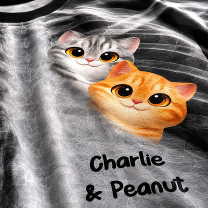 Printed Classic Tee with Cats Close to Your Heart X-Ray Art, Personalized Creative Gift for Cat Lovers