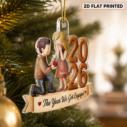 Personalized Acrylic Ornament, Kneeling Proposal Scene, Unique Engagement Gift for Couple