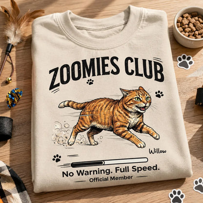 Personalized Classic Tee with Running Dog Illustration, Vintage Zoomies Club Design, Unique Gift for Dog Lovers