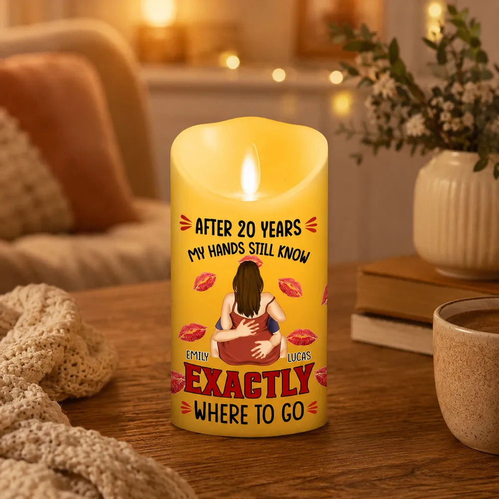 Flameless LED Candle with Hands Still Know Quote, Personalized Romantic Gift for Couples