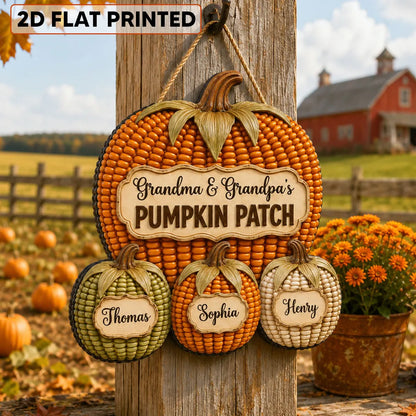 Personalized Wooden Sign, Grandma & Grandpa's Pumpkin Patch Fall Decor, Unique Gift for Grandparents