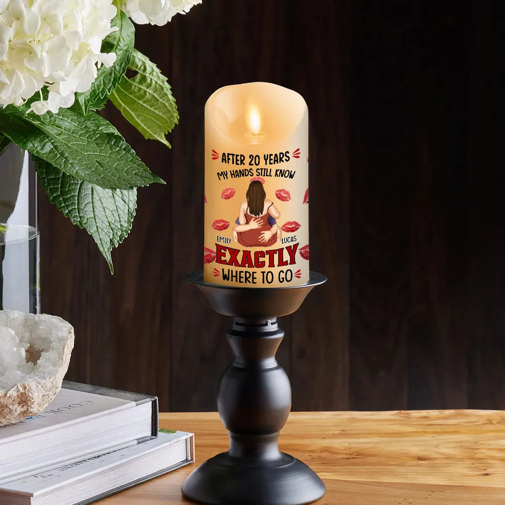 Flameless LED Candle with Hands Still Know Quote, Personalized Romantic Gift for Couples