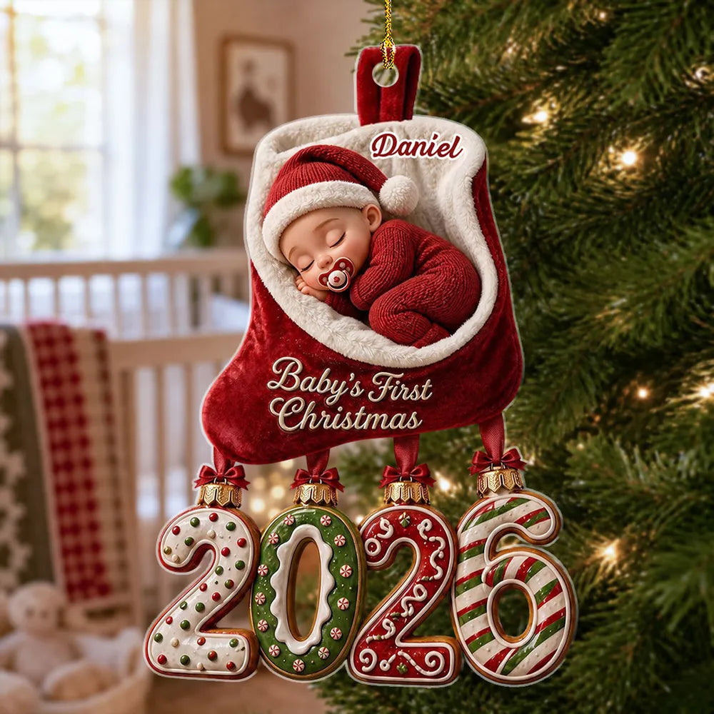 Personalized Baby's First Christmas Acrylic Ornament, Sleeping Baby Keepsake, Creative Gift for Family