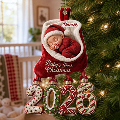 Personalized Baby's First Christmas Acrylic Ornament, Sleeping Baby Keepsake, Creative Gift for Family
