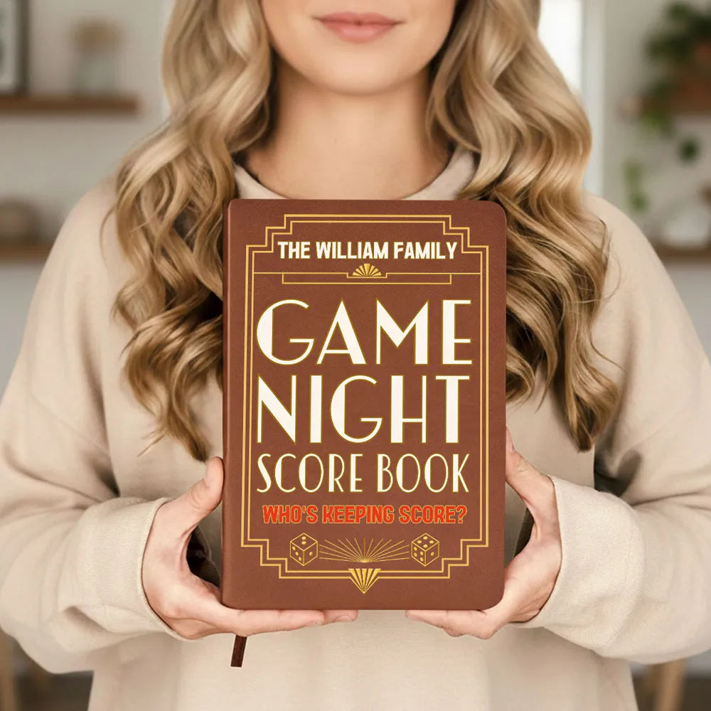 Leather Journal, Personalized Family Game Night Log for Shared Memories, Creative Gift for Game Lovers