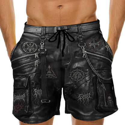 Personalized Men's Beach Shorts, Skull Drip Print for Laughing with Friends at a Beach Bar, Unique Gift for Him