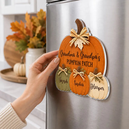 Personalized Acrylic Magnet, Rustic Pumpkin Patch Fall Decor, Unique Gift for Grandma & Grandpa