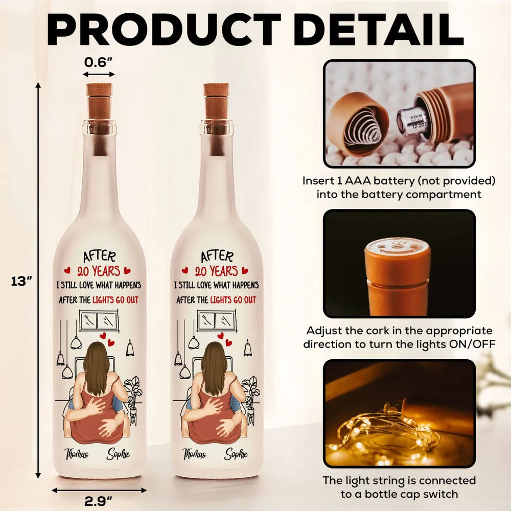 Personalized Bottle Lamp with Embracing Couple, Warm Amber Decor, Unique Gift for a Partner