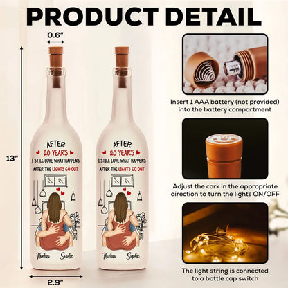 Personalized Bottle Lamp with Embracing Couple, Warm Amber Decor, Unique Gift for a Partner