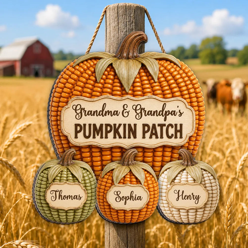 Personalized Wooden Sign, Grandma & Grandpa's Pumpkin Patch Fall Decor, Unique Gift for Grandparents