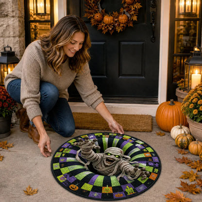 Reaching Skeleton Shaped Doormat, Personalized Spooky Family Welcome, Creative Halloween Gift