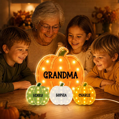 Grandma Pumpkin Acrylic Light Box, Personalized Family Keepsake, Creative Gift with a Cozy Glow