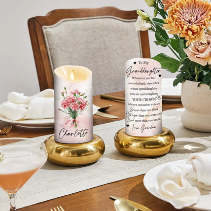 Personalized You Are Loved Flameless LED Candle, Warm Floral Keepsake and Creative Gift for Granddaughter from Grandma