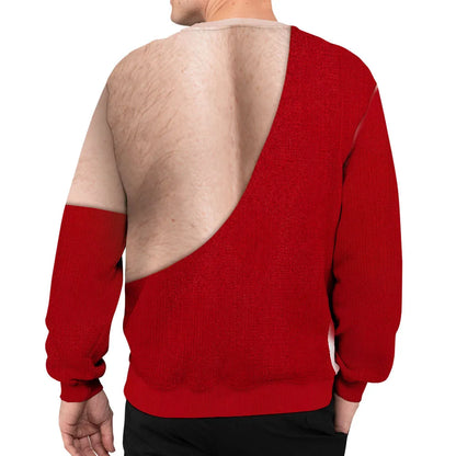 Personalized Printed Sweatshirt, Funny Reindeer Illusion for Smiling Couples at Christmas Parties, Unique Creative Gift