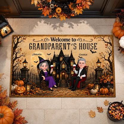 Welcome to Grandparent's House Standard Doormat, Personalized Autumn Scene, Creative Gift for Grandma & Grandpa