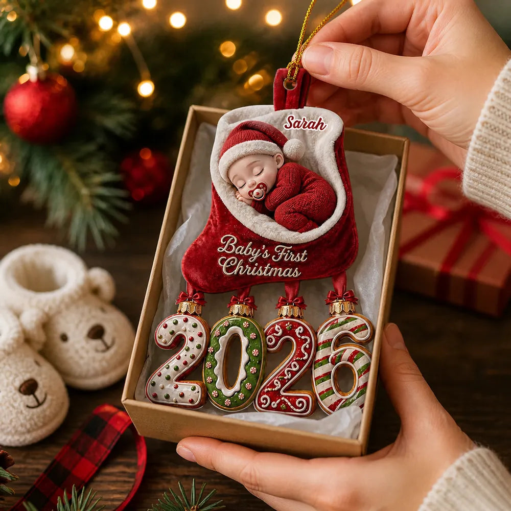 Personalized Baby's First Christmas Acrylic Ornament, Sleeping Baby Keepsake, Creative Gift for Family