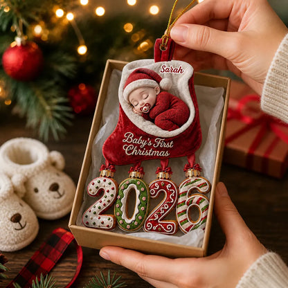 Personalized Baby's First Christmas Acrylic Ornament, Sleeping Baby Keepsake, Creative Gift for Family
