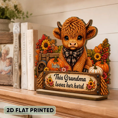 Personalized 2-Layer Wooden Plaque, This Grandma Loves Her Herd, Heartfelt Creative Gift for Family
