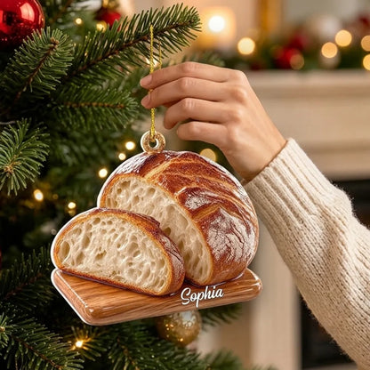 Personalized Bread Acrylic Ornament, Cozy Loaf on a Lit Christmas Tree, Creative Gift for Home Cooks