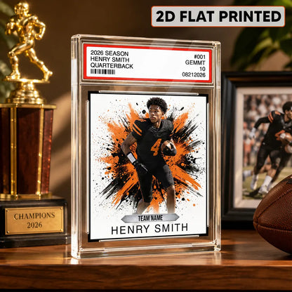 Rectangle Acrylic Block Plaque, Personalized Red & Gold Football Keepsake, Creative Gift for Players