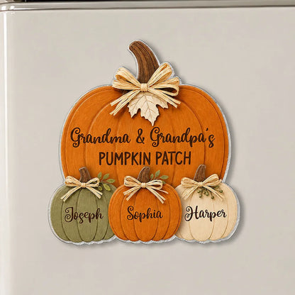 Personalized Acrylic Magnet, Rustic Pumpkin Patch Fall Decor, Unique Gift for Grandma & Grandpa