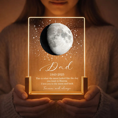 Personalized Moon Memorial LED Light Frame, Day You Went to Heaven Unique Gift for Dad's Family