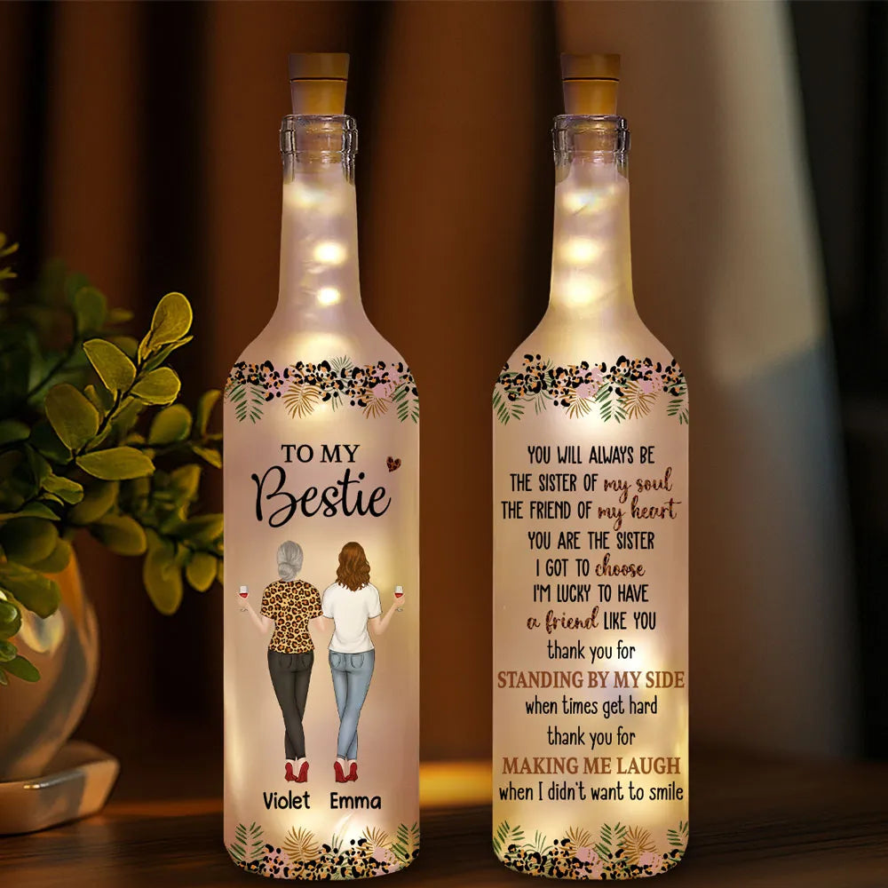 To My Bestie Bottle Lamp, Personalized Friendship Quote With Soft Ambient Light, Thoughtful Gift for Best Friend