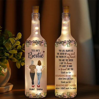 To My Bestie Bottle Lamp, Personalized Friendship Quote With Soft Ambient Light, Thoughtful Gift for Best Friend