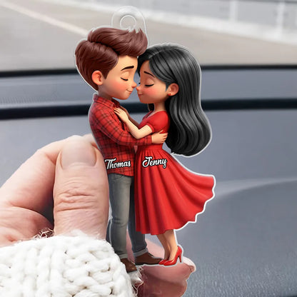 Personalized Acrylic Light Box with Kissing Couple and Heart Outline, Warm Glow Bedroom Decor, Unique Gift for Him or Her