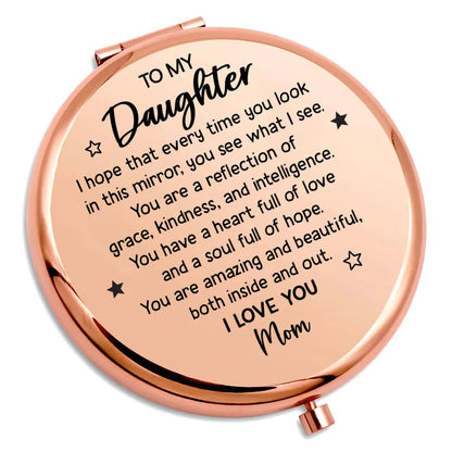 Personalized Metal Compact Mirror, Blush Floral Daughter Keepsake, Unique Gift from Mom