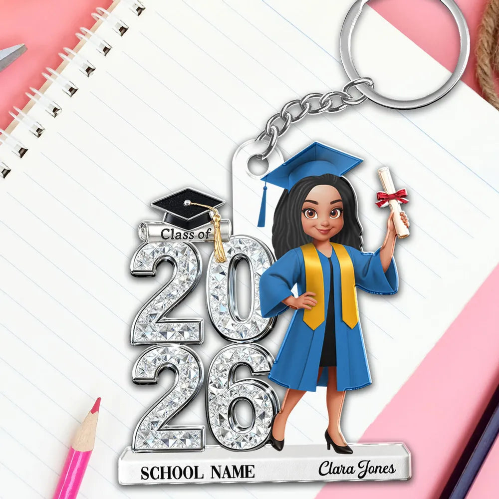 Personalized Graduation Acrylic Keychain Class of 2026 With Cap and Di ...