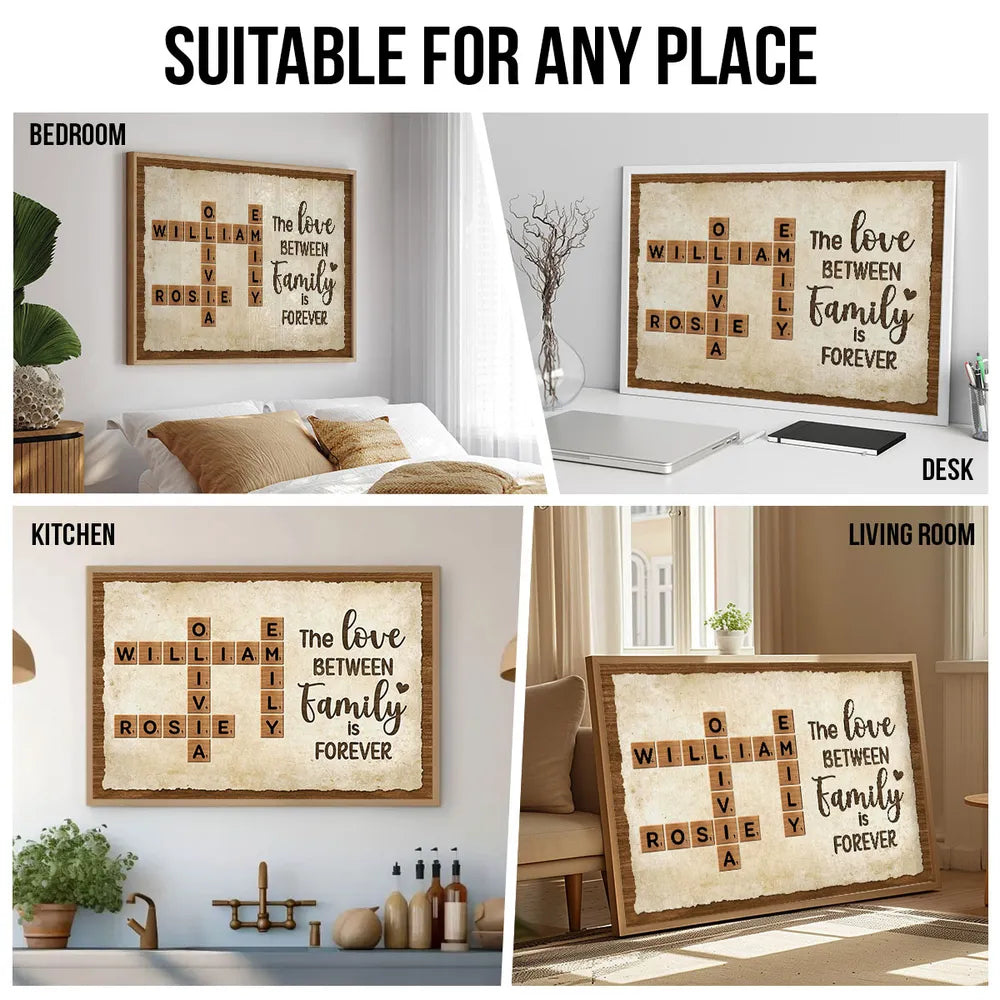 Custom Family Crossword Poster Wall Art – Personalized Names, Heartwarming Home Decor and Unique Gift for Grandparents or Parents